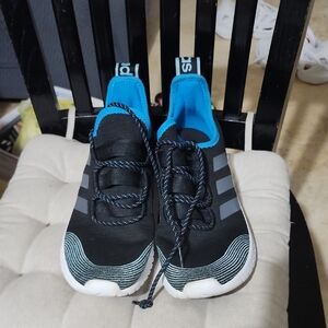 Kids Black and Blue Adidas Shoes